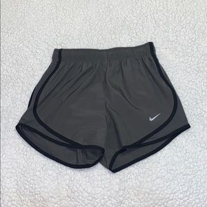 Gray and black nike shorts